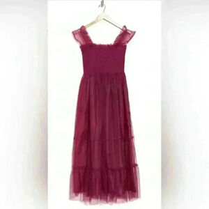 Melloday Smoked Tiered Chiffon Maxi Dress Size Small - NWT